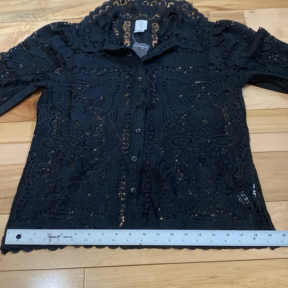 Joie Elegant Black Lace Blouse with Gorgeous Collar - Picture 5 of 15